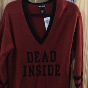 Hot Topic Red Black "Dead Inside" Pullover Sweater MD